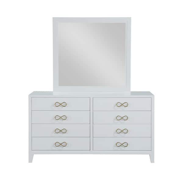 Best Master Furniture Bradbury White 8 - Drawer 61 in. W Dresser with Mirror