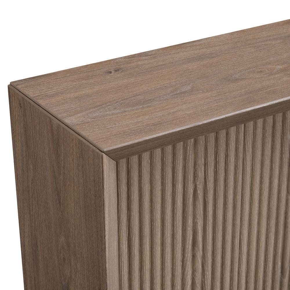 Antiqued Gray Oak Rectangular Hallway Table with Ridged Storage