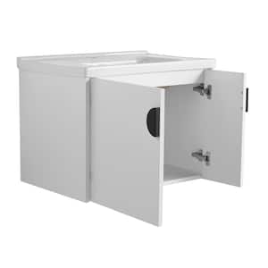 28 in. W x 18.5 in. D x 20.7 in. H Wall-Mounted Bath Vanity in White with White Ceramic Top