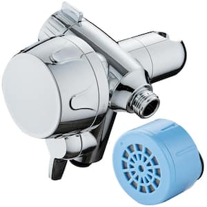 Advanced Shower Filter for Combo Shower Heads with KDF Filtration and Built-in Bracket, Antimicrobial in Chrome finish