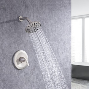 Single-Handle 6-Spray Round High Pressure Shower Faucet with 6 in. Shower Head in Brushed Nickel (Valve Included)