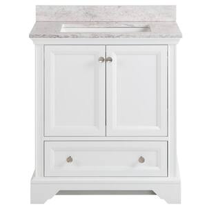 Stratfield 31 in. W x 22 in. D Bathroom Vanity in White with Stone Effect Vanity Top in Winter Mist with White Sink