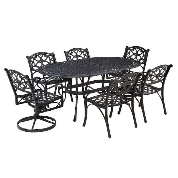 HOMESTYLES Biscayne Black 7-Piece Patio Dining Set (4 Stationary/2 Motion)