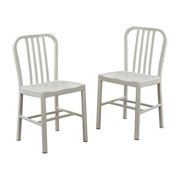Furniture of America Minturn Silver Steel Dining Side Chairs (Set of 2)