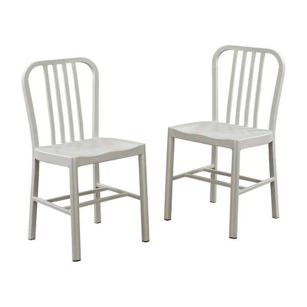 Furniture of America Minturn Silver Steel Dining Side Chairs (Set of 2)