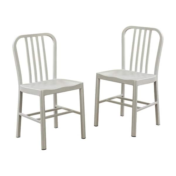 Furniture of America Minturn Silver Steel Dining Side Chairs (Set of 2)