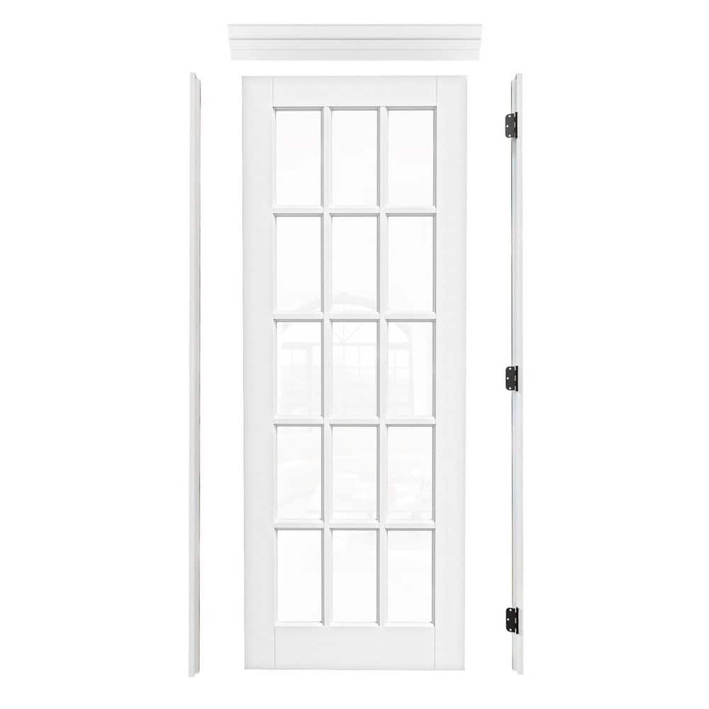 30 in. x 80 in. Right Hand 15-Lite Clear Glass White Solid Core Wood Single Prehung Interior Door+ Quick Assemble Jamb price history on PriceWatchPro