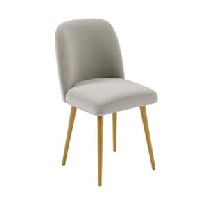 Upholstered Gray Dining Chair with Gold Legs, Set of 2