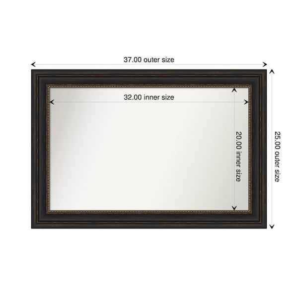 Amanti Art Accent Bronze 37 in. x 25 in. Custom Non-Beveled Polystyrene Antique Framed Bathroom Vanity Wall Mirror