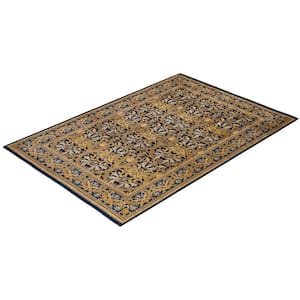 Navy 6 ft. 1 in. x 9 ft. 1 in. Ottoman One-of-a-Kind Hand-Knotted Area Rug