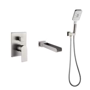 Ofeina Single-Handle Wall-Mount Roman Tub Faucet with Hand Shower in Brushed Nickel