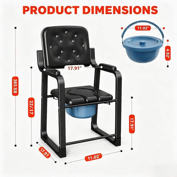 Numhew Bedside Commode Chair 22 in. x 20 in. Heavy Duty Toilet