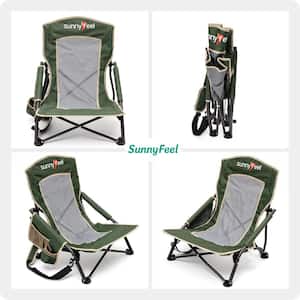 Green Steel Portable Folding Camping Chair for Outdoor, Beach, Lawn, Camp and Picnic