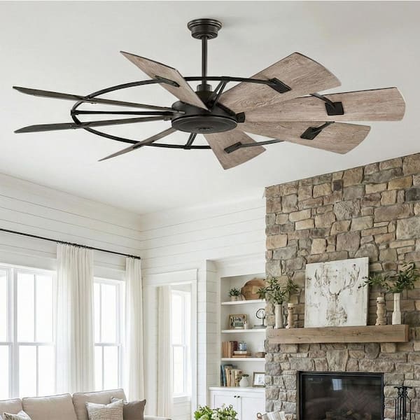 Corinth 72 in. Indoor Matte Black Ceiling Fan with DC Motor and Remote Control Included
