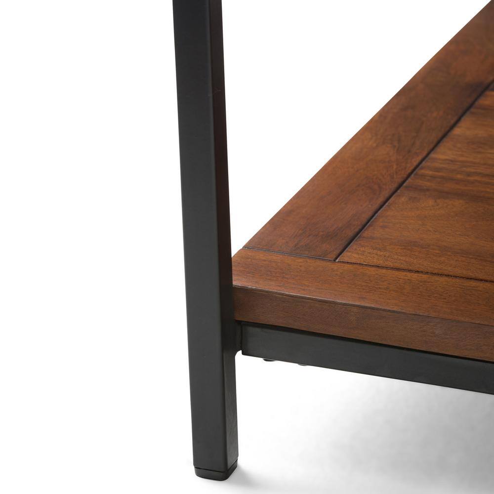 Modern Industrial Black Metal Square Coffee Table with Storage
