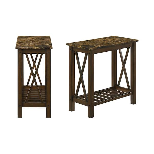 NEW CLASSIC HOME FURNISHINGS New Classic Furniture Eden 12 in. Brown Rectangle Faux Marble Top End Table (Set of 2)