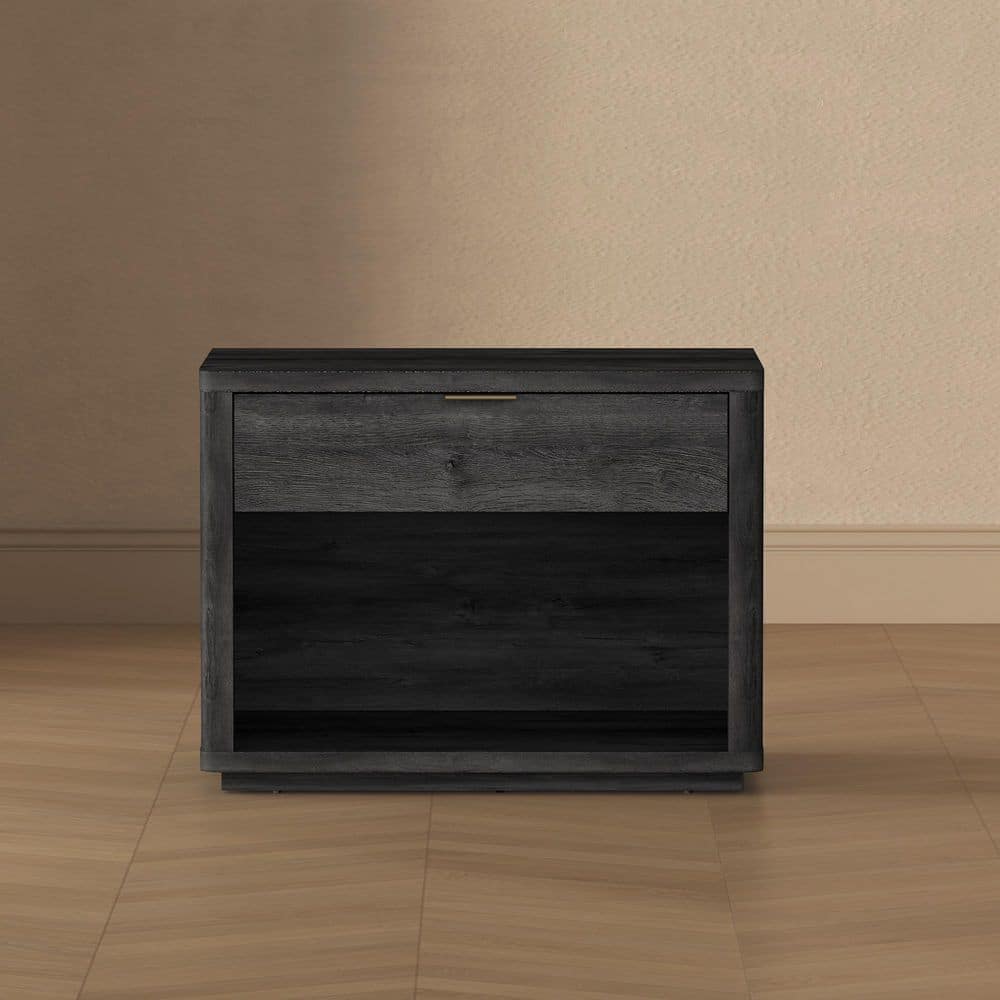 Evelyn Modern Charcoal Grey 1-Full Extension Drawer 32 in. W Nightstand