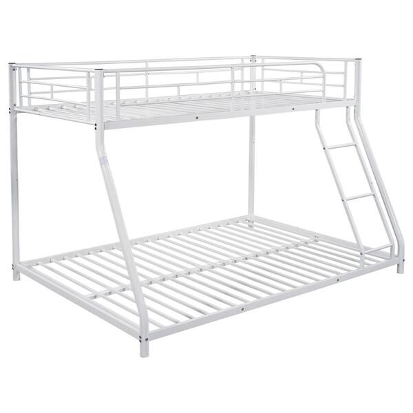 FORCLOVER White Twin over Full Metal Bunk Bed