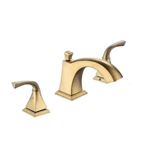 Sadira 8 in. Widespread Double-Handle High-Arc Bathroom Faucet with Pop-Up Drain in Brushed Gold