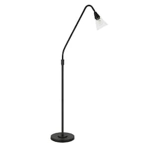 65 in. Black One 1-Way (On/Off) Standard Floor Lamp for Living Room with Glass Dome Shade
