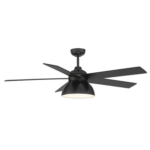 TUXEDO PARK LIGHTING 52 in. Integrated LED Distressed Matte Black Indoor Ceiling Fan with Reversible Motor and Remote