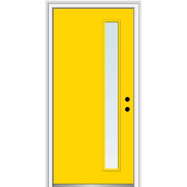 MMI Door 30 in. x 80 in. Viola Low-E Glass Left-Hand Inswing 1-Lite Clear Midcentury Painted Fiberglass Smooth Prehung Front Door