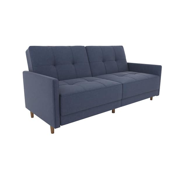 Andora Coil Twin/Double Size Navy Linen Futon