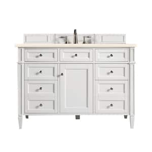 Brittany 48 in. W x 23.5 in. D x 34 in. H Bath Vanity in Bright White with Eternal Marfil Quartz Top