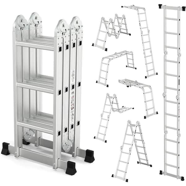 12.5 ft. 7 in. 1-Aluminum Extension Ladder with Heavy Duty Combination in Silver