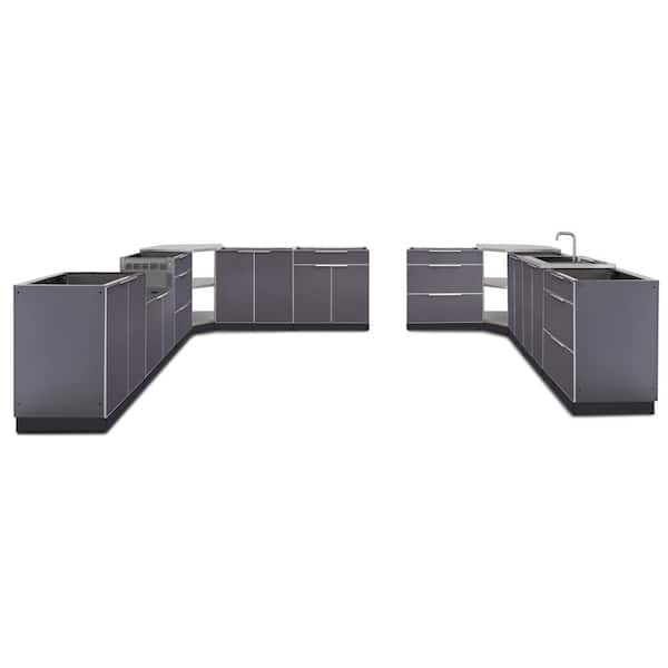 NewAge Products Slate Gray 11-Piece 441 in. W x 36.5 in. H x 24 in. D Outdoor Kitchen Cabinet Set without Counter Tops