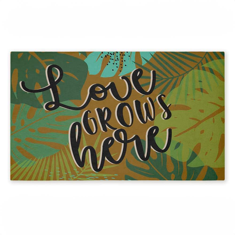 Love Grows Here Leaves Green 18 in. x 30 in. Polyester Non-Slip Outdoor Door Mat price history on PriceWatchPro