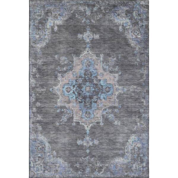 Mayfield Premium Machine Washable Abstract AMF2321 Graphite 10 ft. x 14 ft. Area Rug