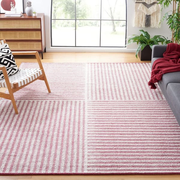 Natura 8 ft. x 10 ft. Ivory/Red Striped Abstract Area Rug
