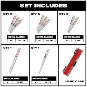 Wood/Metal Cutting Bi-Metal Reciprocating Saw Blade Set (10-Piece) with 9 in. 5 TPI AX Reciprocating Blade (2-Pack)