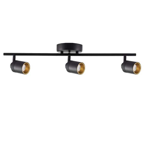 Shura 3-Light Matte Black Integrated LED Flush Mount Ceiling Light with Rotatable Heads, 24 in. W, 3000k, 1470 Lumens