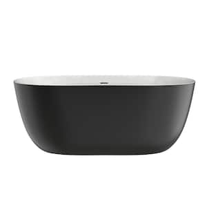 Zey 67 in. x 29.5 in. Acrylic Freestanding Soaking Bathtub Flatbottom Stand Alone Tub with Pop-Up Drain in Matte Black