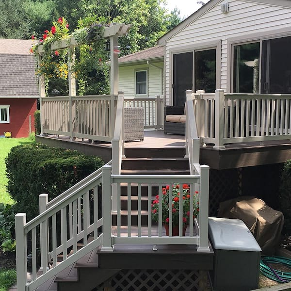 Weatherables 44 in. Vinyl Tan Railing Post Sleeve Kit