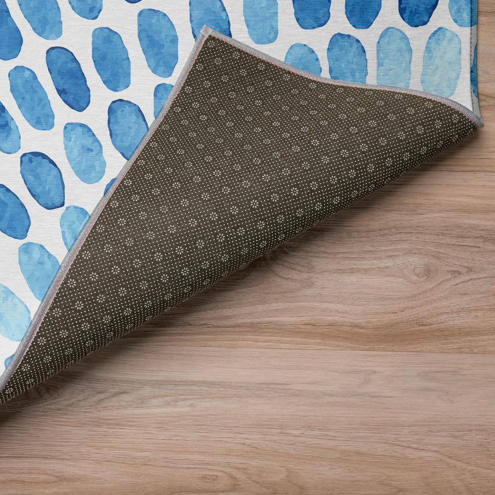 Blue Chenille Flat Woven Rectangular 5' x 7' Rug