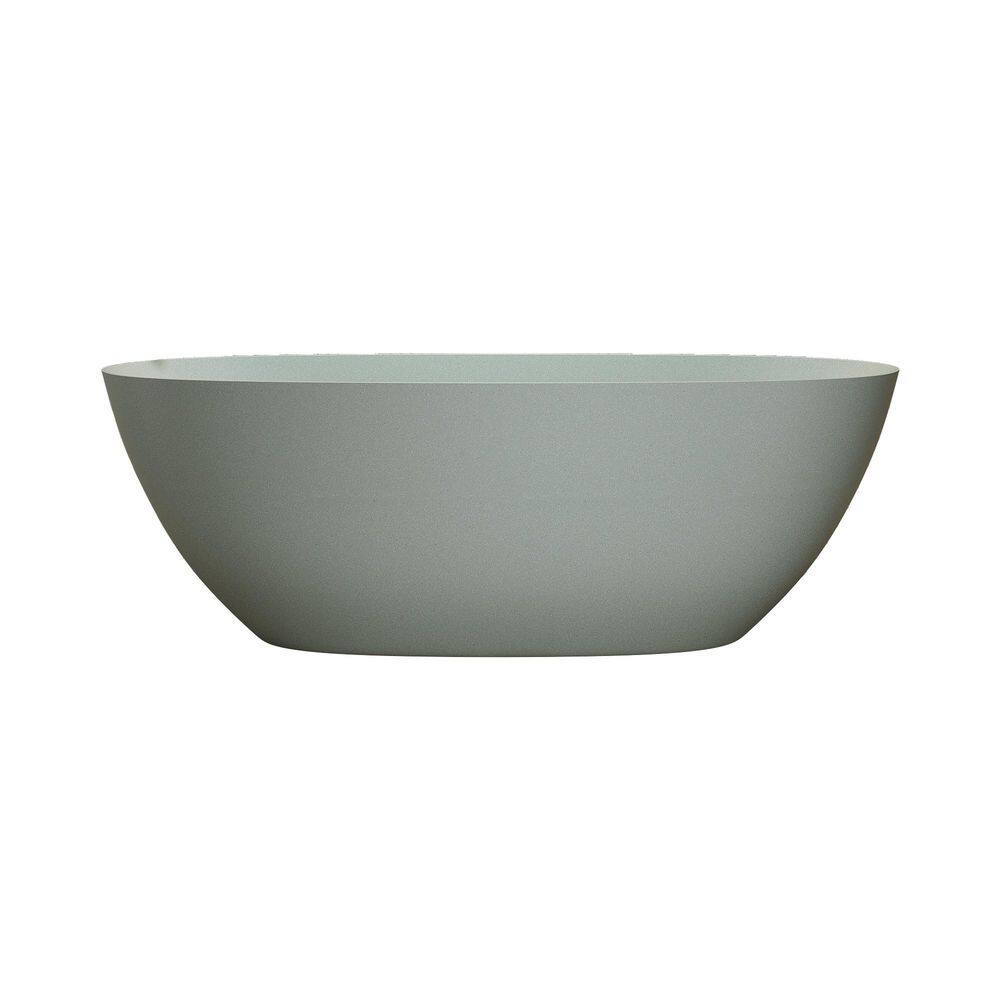 Freestanding 57 in. x 30.7 in. Soaking Bathtub with Center Drain in Solid Surface Resin price history on PriceWatchPro