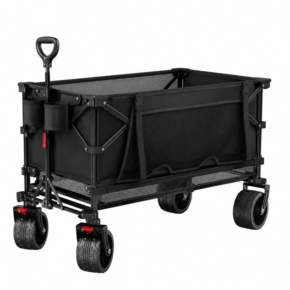 14.13 cu. ft. Alloy Steel Bin Garden Cart Collapsible Double Decker Utility Wagon All-Terrain Wheels with Brakes price history on PriceWatchPro