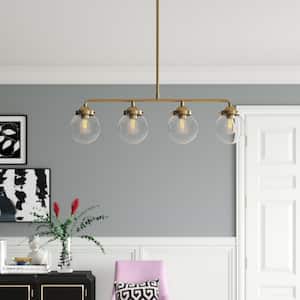 Knoll 60-Watt 4-Light Brushed Gold Pendant with Clear Glass Shades