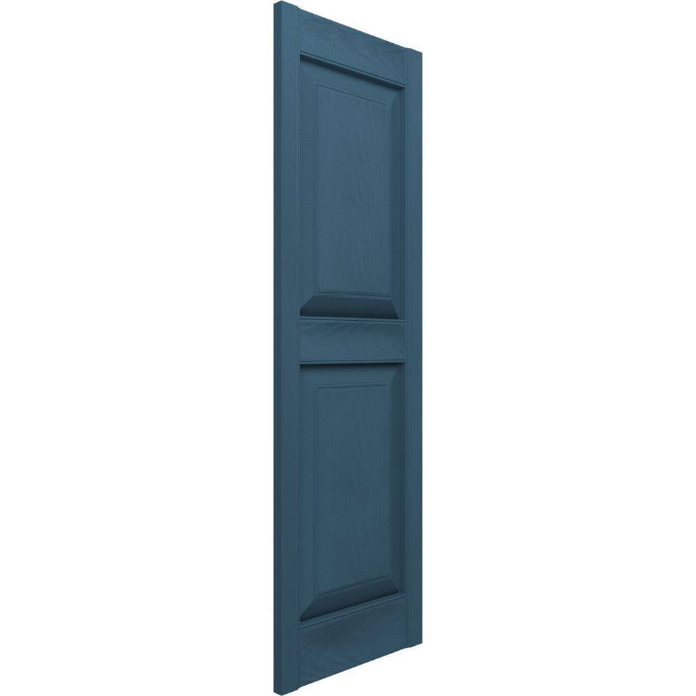 Classic Blue Raised Panel Vinyl Decorative Shutters, 14.75" x 31"
