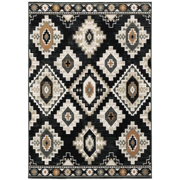 AVERLEY HOME Gracie Charcoal/Ivory 5 ft. x 7 ft. Southwest Area Rug