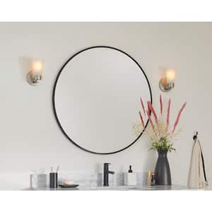 Stamos 1-Light Brushed Nickel Bathroom Indoor Wall Sconce Light with Satin Etched Glass Shade
