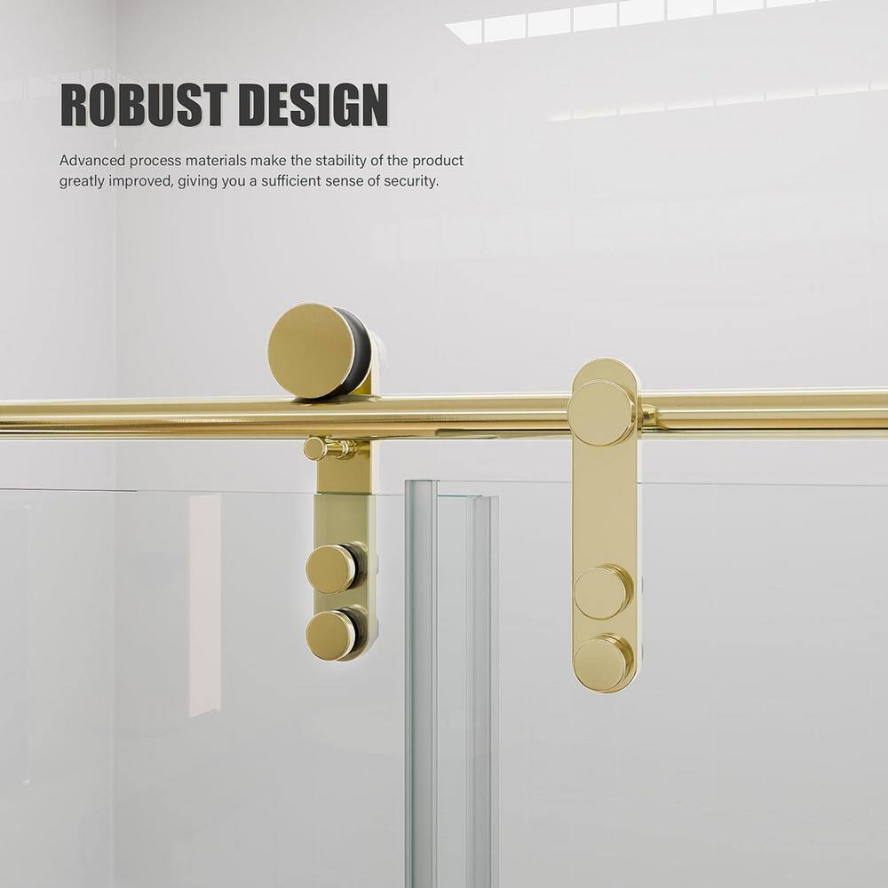 Golden Frameless Sliding Glass Shower Door with Stainless Steel Hardware