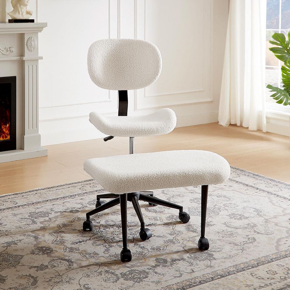 PINMOCO Teddy Fabric Ergonomic Office Chair with Back Support and