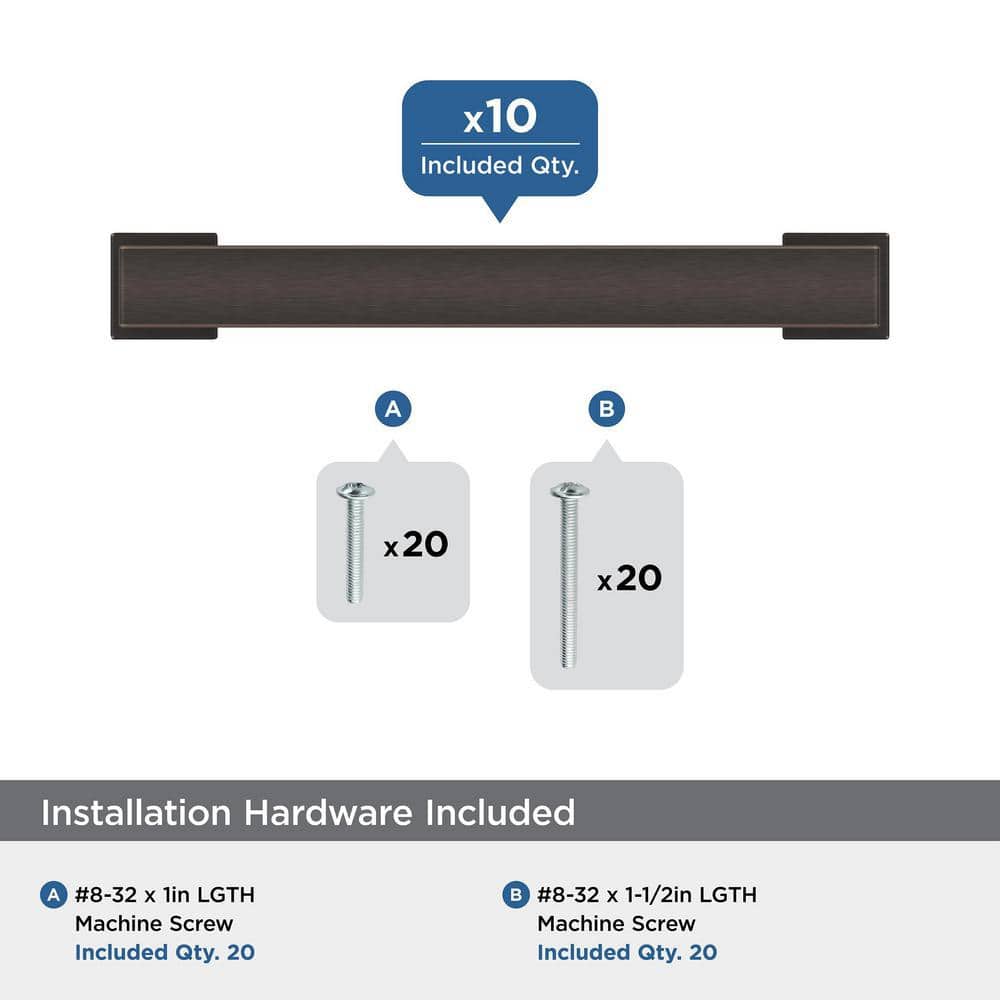 Oil Rubbed Bronze Cabinet Pulls with Mounting Hardware, 10 Pack
