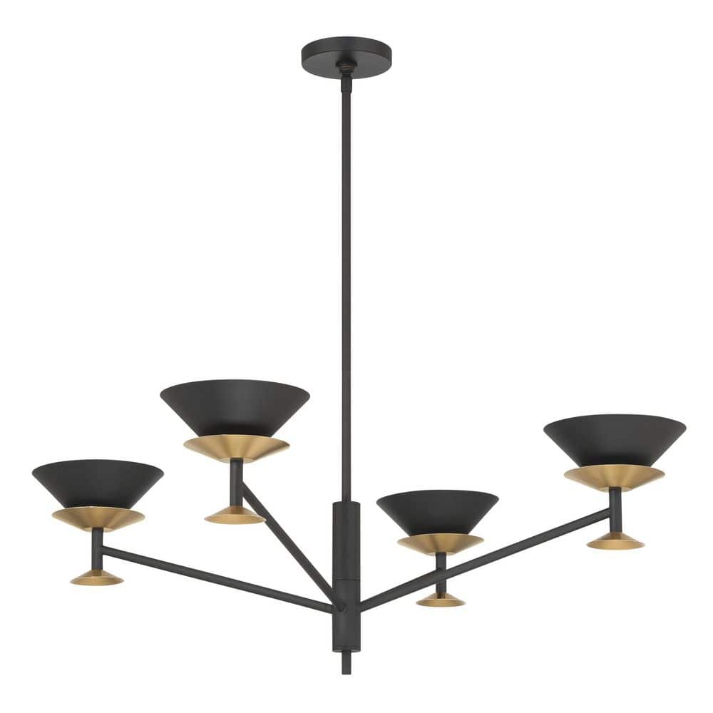 Tremolo 36-inch 4-light Textured Black and Champagne Gold Chandelier price history on PriceWatchPro