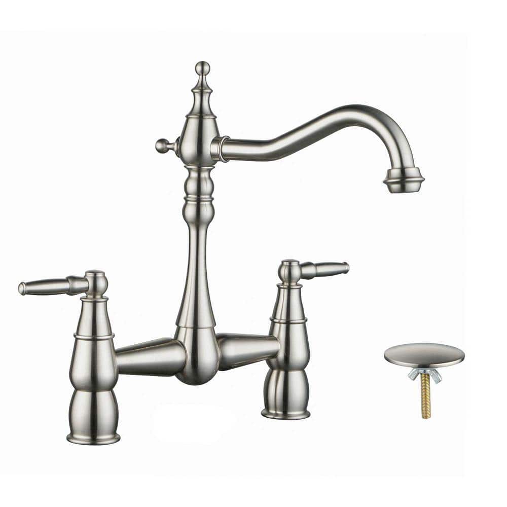 ナリタ　薄端 2点セット ARCORA Double-Handle Bridge Kitchen Faucet with Sink Hole Cover in