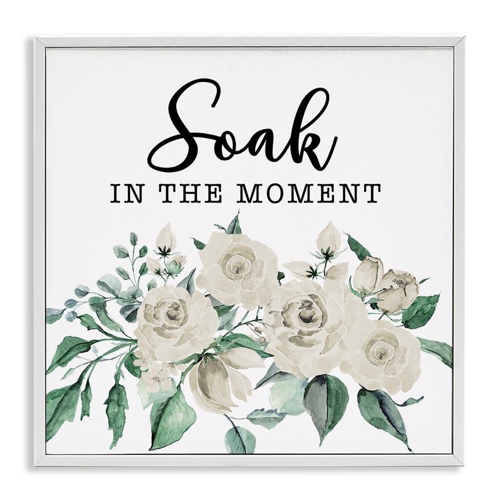 Soak The Moment Florals by Masey St. Studios White Framed Typography Giclee Art Print 12 in. x 12 in. price history on PriceWatchPro